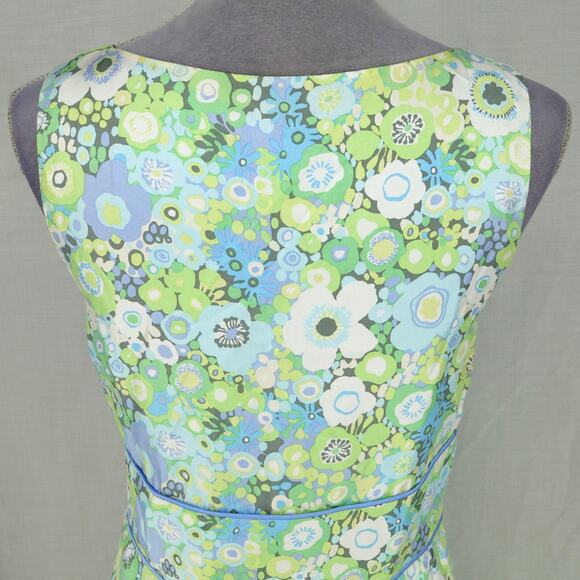 Sigrid Olsen Dress Womens 6 Silk Blue Green Floral Lined Side Zip Sleeveless - Picture 9 of 13